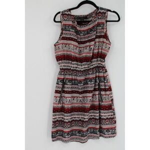 Feathers Dress Womens Large‎ Boho Geometric Sleeveless Zip Pockets